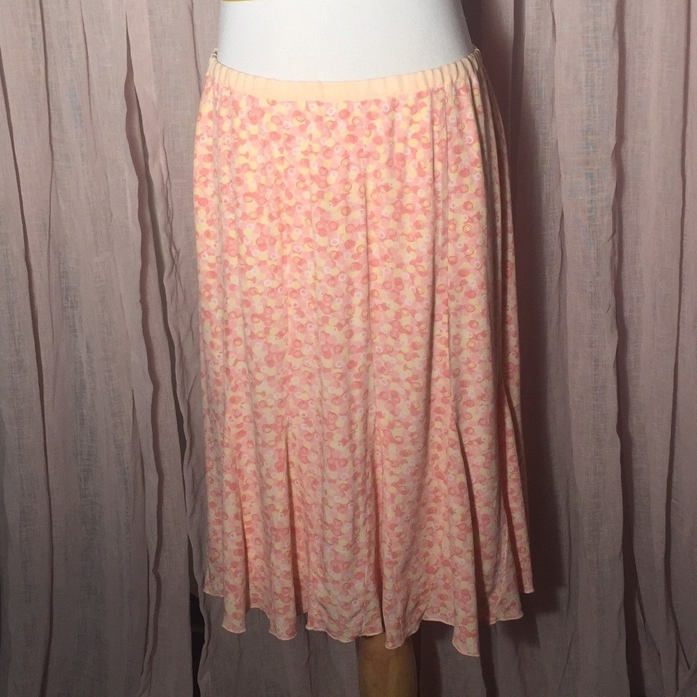 Vintage Women's Size 8 Christopher&Banks Pink/Peach/Yellow Skirt Floral Print